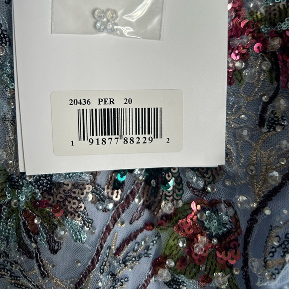 Mac Duggal 20436 NWT Embellished Multi Color Flutter Sleeve A-Line Dress - Picture 6 of 12